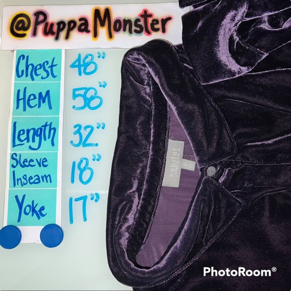 🇺🇸SOLD🇺🇸 Habitat Mandarin Velvet Shirt Top XL Purple - Picture 7 of 9